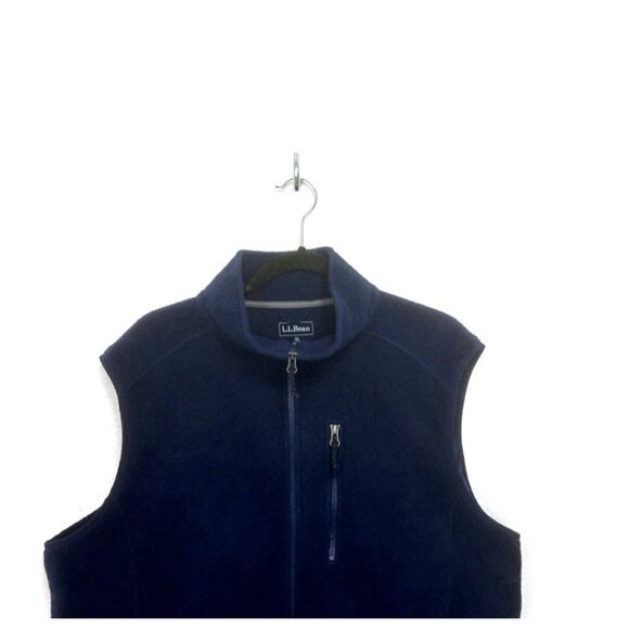 LL Bean Dark Blue Fleece Vest Jacket Mens XL Hiking USA Full Zip Pockets - Picture 2 of 8